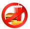 Fast food danger label. Vector