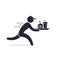 Fast food delivery icon, running Waiter Holding a Tray of Fast Food illustration