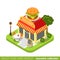 Fast food diner restaurant cafe shop burger shape