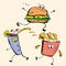 Fast food: french fries, soda, burger