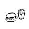 Fast food grunge ink icon. Brush hand drawn watercolor burger and potato. Vector illustration.