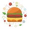 Fast food hamburger cheese tomato lettuce poster