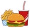 Fast Food Hamburger Drink And French Fries Cartoon Drawing Simple Design