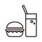 Fast food. Hamburger and drink icon