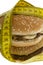 Fast food, Hamburger with measuring tape