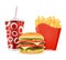 fast food icons hamburger drink french fries vector illustration isolated on white background