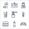 fast food line icons. linear set. quality vector line set such as sushi, mayonaisse, hamburger, oden, noodles, drink, cashier,