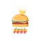 Fast food logo design, burger sign with crown, fast food menu vector Illustration on a white background