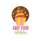 Fast food logo original design, badge with cupcake sign, fast food menu vector Illustration on a white background
