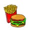 Fast food. Lunch with fries and burger