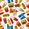Fast food lunch seamless pattern background