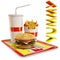 Fast food meal isolated with yummy text