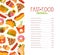 Fast Food Menu Card with Hot Dog and Pizza Vector Template