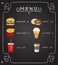 Fast food menu on chalkboard