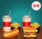 fast food menu template with combo meal number four