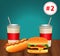 fast food menu template with combo meal number two