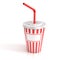 Fast food paper cup with red tube