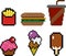 Fast food in pixel-art style