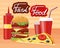 Fast Food Pizza Burger Design Flat