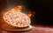 Fast food pizza on fire. high quality fast food concept