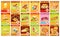Fast food price tags with international dishes