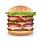 Fast Food Realistic Burger Vector. Big Burger Icon