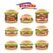 Fast Food Realistic Burger Vector. Set Beautiful Realistic Icons Of Fast Food