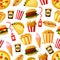 Fast food restaurant lunch seamless pattern design