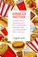 Fast food restaurant meals or snacks vector poster