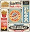 Fast food restaurants and diners retro signs