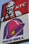 Fast food restaurants - Taco Bell and KFC signs