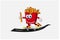 Fast food roller skating mascot cartoon