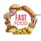 Fast food round sketch banner vector combo meals