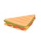 Fast food sandwich with bread slices, cheese and vegetables, take away fastfood snack