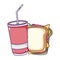 Fast food sandwich and disposable soda cup cartoon isolated icon