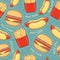 Fast food seamless pattern background.Vector food