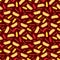 Fast food seamless pattern - hot dog sausage ketchup and mustard