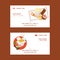 Fast food set of business cards vector illustration. Eating out. Quick way to have meal. Sweets such as donuts, popcorn