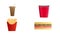 Fast food. Set of cartoon vector food icons isolated on white background. Ketchup, mustard, glass of cola, french fries, hamburger