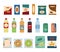 Fast food snacks and drinks flat icons.