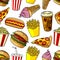 Fast food snacks seamless pattern