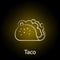 fast food taco line neon icon. Element of food illustration icon. Signs and symbols can be used for web, logo, mobile app, UI, UX