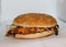 Fast Food Take Away Peri Chicken Breast Burger On A White background