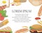 Fast food takeaway. Vector realistic elements of hamburger, hot dog, sandwich, fries, toast and egg. Menu or invitation template