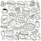 Fast Food Traditional Doodle Icons Sketch Hand Made Design Vector