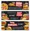 Fast food vector banners for fastfood restaurant