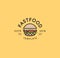 Fast food vector logo template. Hot burger design. Hamburger sign. Cheeseburger sign design.