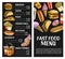 Fast food vector menu poster fastfood restaurant