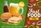 Fast food vector poster, combo meals and drinks