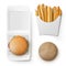 Fast Food White Paper Burger And French Fries Take Away Box Package